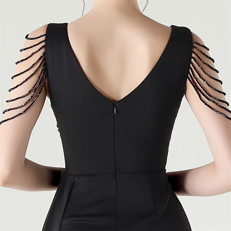 DEERVEADO, vestido de noche elegante de sirena con escote en V profundo y cuentas, 7 colores, vestido Formal para ocasiones especiales, vestidos de fiesta
