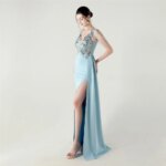DEERVEADO, vestido de noche elegante de sirena con escote en V profundo y cuentas, 7 colores, vestido Formal para ocasiones especiales, vestidos de fiesta - Imagen 3
