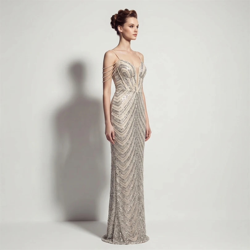 DEERVEADO Vestidos de noche sexys con lentejuelas y cuello en V profundo en 11 colores para mujer, vestidos largos de lujo con cuentas para fiesta de graduación, vestido formal de gala DEERVEADO Vestidos de noche sexys con lentejuelas y cuello en V profundo en 11 colores para mujer, vestidos largos de lujo con cuentas para fiesta de graduación, vestido formal de gala