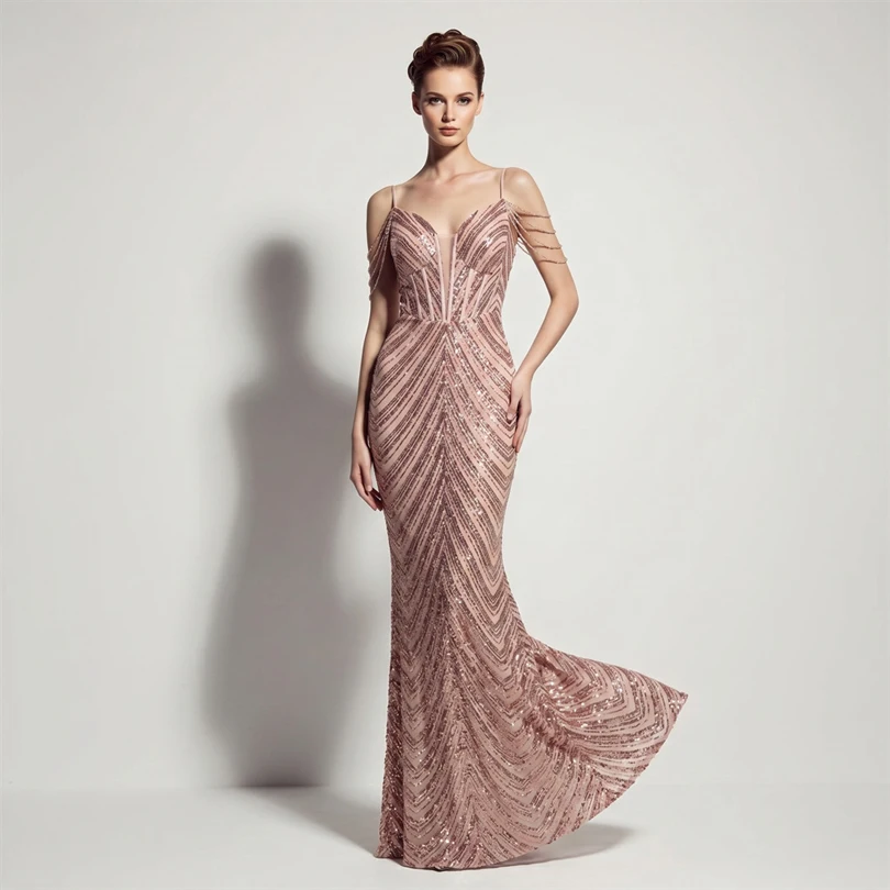 DEERVEADO Vestidos de noche sexys con lentejuelas y cuello en V profundo en 11 colores para mujer, vestidos largos de lujo con cuentas para fiesta de graduación, vestido formal de gala DEERVEADO Vestidos de noche sexys con lentejuelas y cuello en V profundo en 11 colores para mujer, vestidos largos de lujo con cuentas para fiesta de graduación, vestido formal de gala
