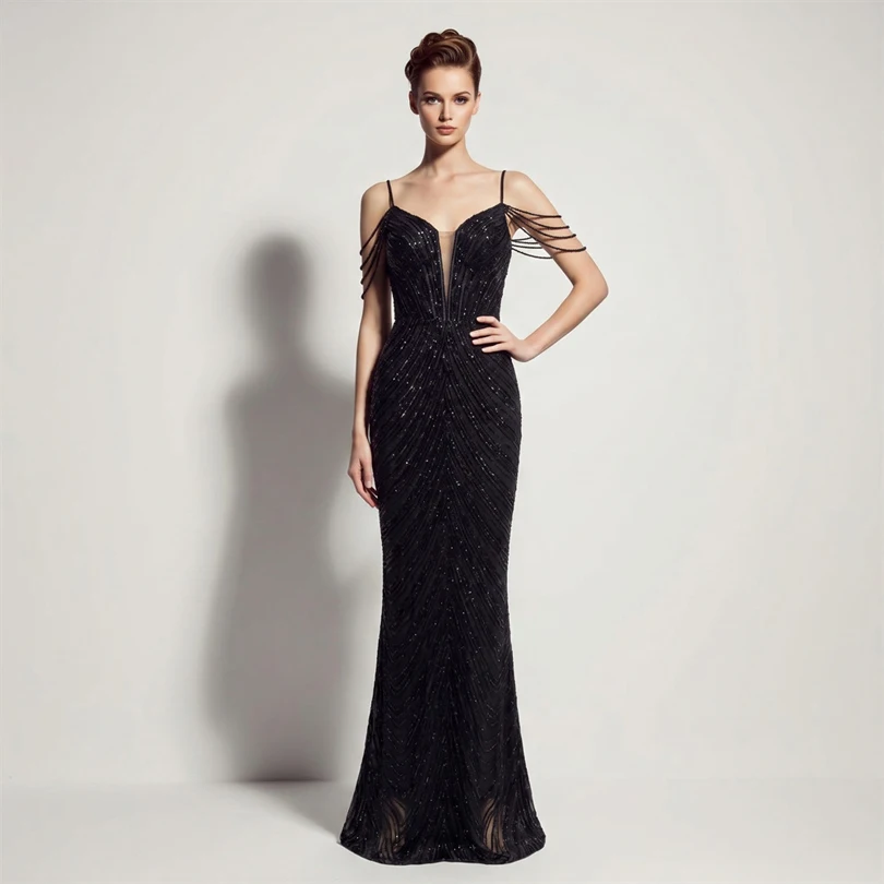 DEERVEADO Vestidos de noche sexys con lentejuelas y cuello en V profundo en 11 colores para mujer, vestidos largos de lujo con cuentas para fiesta de graduación, vestido formal de gala DEERVEADO Vestidos de noche sexys con lentejuelas y cuello en V profundo en 11 colores para mujer, vestidos largos de lujo con cuentas para fiesta de graduación, vestido formal de gala