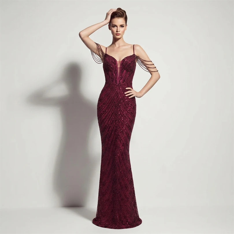 DEERVEADO Vestidos de noche sexys con lentejuelas y cuello en V profundo en 11 colores para mujer, vestidos largos de lujo con cuentas para fiesta de graduación, vestido formal de gala DEERVEADO Vestidos de noche sexys con lentejuelas y cuello en V profundo en 11 colores para mujer, vestidos largos de lujo con cuentas para fiesta de graduación, vestido formal de gala