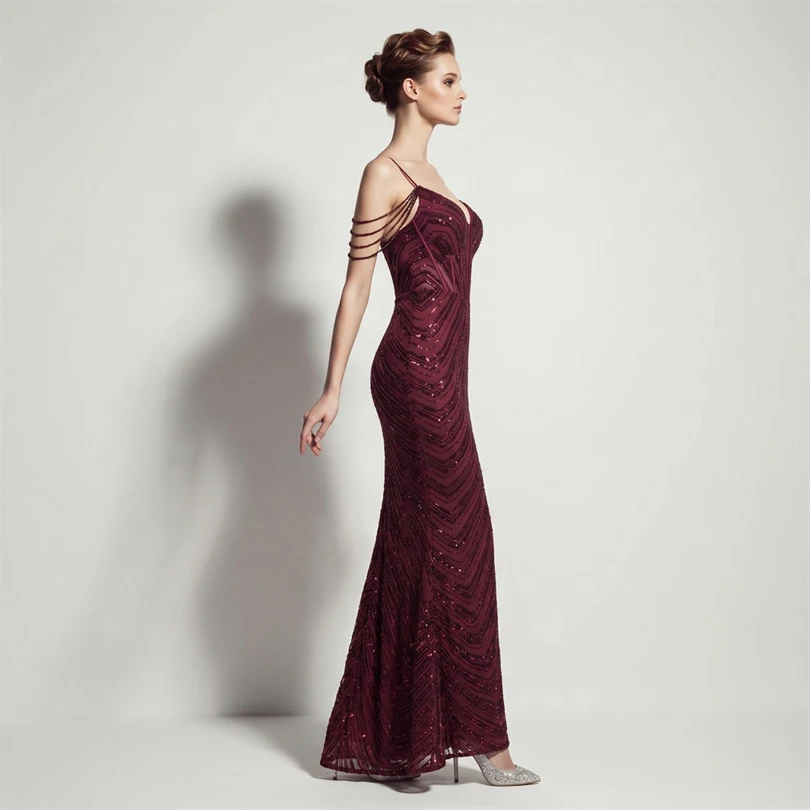 DEERVEADO Vestidos de noche sexys con lentejuelas y cuello en V profundo en 11 colores para mujer, vestidos largos de lujo con cuentas para fiesta de graduación, vestido formal de gala DEERVEADO Vestidos de noche sexys con lentejuelas y cuello en V profundo en 11 colores para mujer, vestidos largos de lujo con cuentas para fiesta de graduación, vestido formal de gala