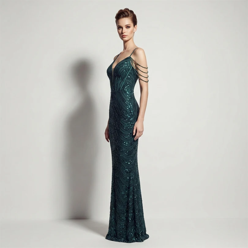 DEERVEADO Vestidos de noche sexys con lentejuelas y cuello en V profundo en 11 colores para mujer, vestidos largos de lujo con cuentas para fiesta de graduación, vestido formal de gala DEERVEADO Vestidos de noche sexys con lentejuelas y cuello en V profundo en 11 colores para mujer, vestidos largos de lujo con cuentas para fiesta de graduación, vestido formal de gala