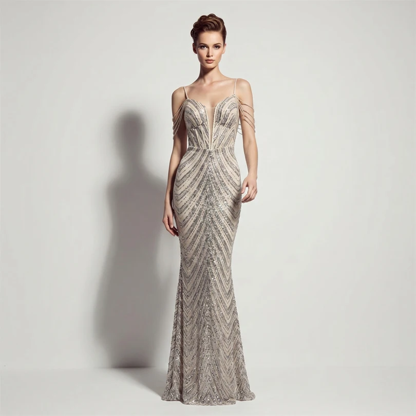 DEERVEADO Vestidos de noche sexys con lentejuelas y cuello en V profundo en 11 colores para mujer, vestidos largos de lujo con cuentas para fiesta de graduación, vestido formal de gala DEERVEADO Vestidos de noche sexys con lentejuelas y cuello en V profundo en 11 colores para mujer, vestidos largos de lujo con cuentas para fiesta de graduación, vestido formal de gala