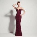 DEERVEADO Vestidos de noche sexys con lentejuelas y cuello en V profundo en 11 colores para mujer, vestidos largos de lujo con cuentas para fiesta de graduación, vestido formal de gala - Imagen 4