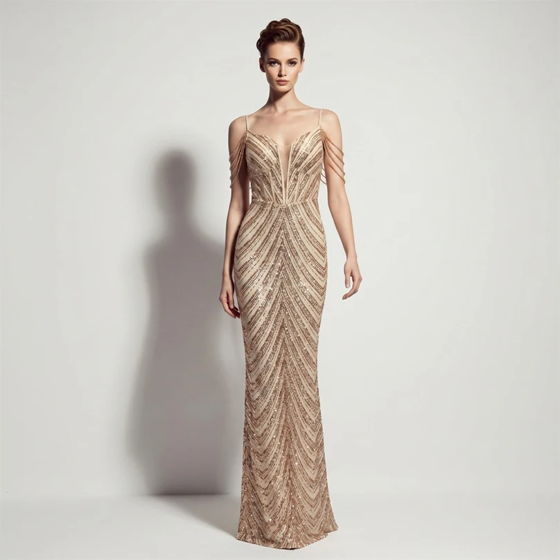 DEERVEADO Vestidos de noche sexys con lentejuelas y cuello en V profundo en 11 colores para mujer, vestidos largos de lujo con cuentas para fiesta de graduación, vestido formal de gala DEERVEADO Vestidos de noche sexys con lentejuelas y cuello en V profundo en 11 colores para mujer, vestidos largos de lujo con cuentas para fiesta de graduación, vestido formal de gala