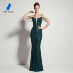 DEERVEADO Vestidos de noche sexys con lentejuelas y cuello en V profundo en 11 colores para mujer, vestidos largos de lujo con cuentas para fiesta de graduación, vestido formal de gala