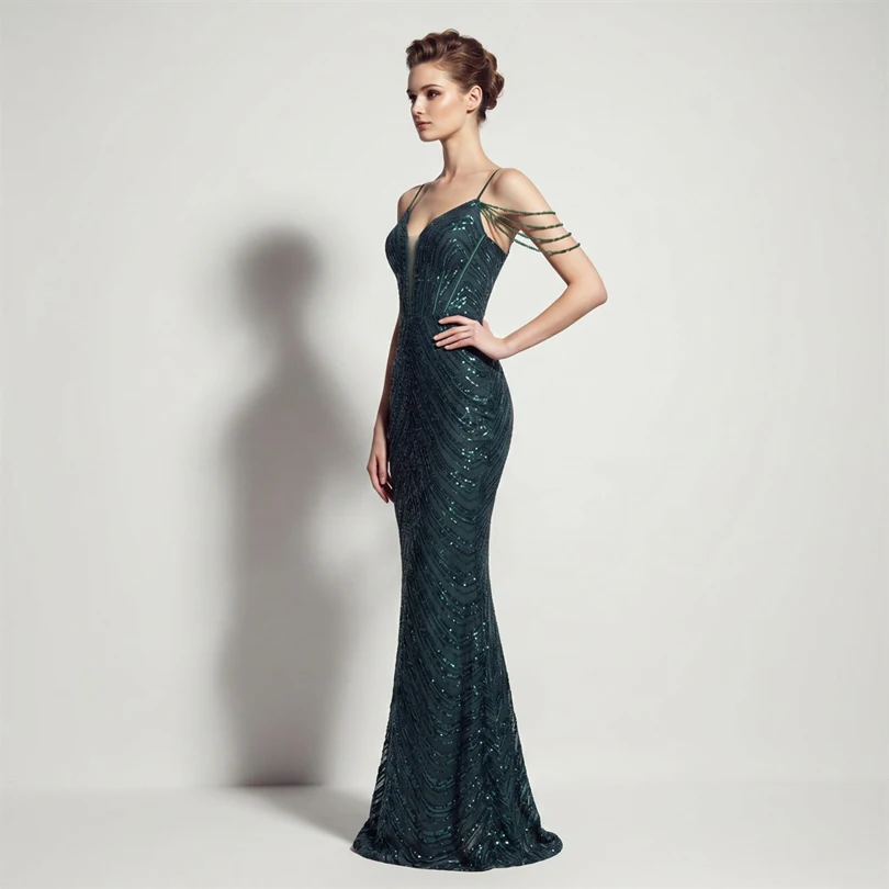 DEERVEADO Vestidos de noche sexys con lentejuelas y cuello en V profundo en 11 colores para mujer, vestidos largos de lujo con cuentas para fiesta de graduación, vestido formal de gala DEERVEADO Vestidos de noche sexys con lentejuelas y cuello en V profundo en 11 colores para mujer, vestidos largos de lujo con cuentas para fiesta de graduación, vestido formal de gala