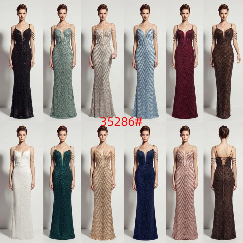 DEERVEADO Vestidos de noche sexys con lentejuelas y cuello en V profundo en 11 colores para mujer, vestidos largos de lujo con cuentas para fiesta de graduación, vestido formal de gala DEERVEADO Vestidos de noche sexys con lentejuelas y cuello en V profundo en 11 colores para mujer, vestidos largos de lujo con cuentas para fiesta de graduación, vestido formal de gala