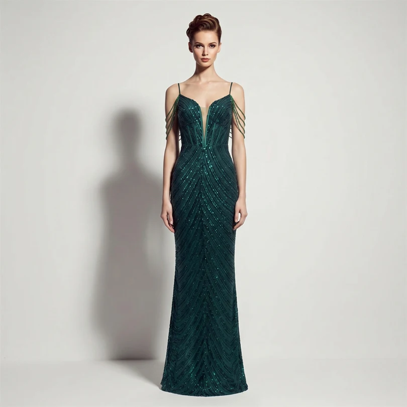 DEERVEADO Vestidos de noche sexys con lentejuelas y cuello en V profundo en 11 colores para mujer, vestidos largos de lujo con cuentas para fiesta de graduación, vestido formal de gala DEERVEADO Vestidos de noche sexys con lentejuelas y cuello en V profundo en 11 colores para mujer, vestidos largos de lujo con cuentas para fiesta de graduación, vestido formal de gala