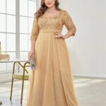 Vestidos de Noche elegantes de talla grande con cuello en V y lentejuelas empalmados, vestidos de cóctel de manga larga para fiesta de boda y graduación de lujo para mujer