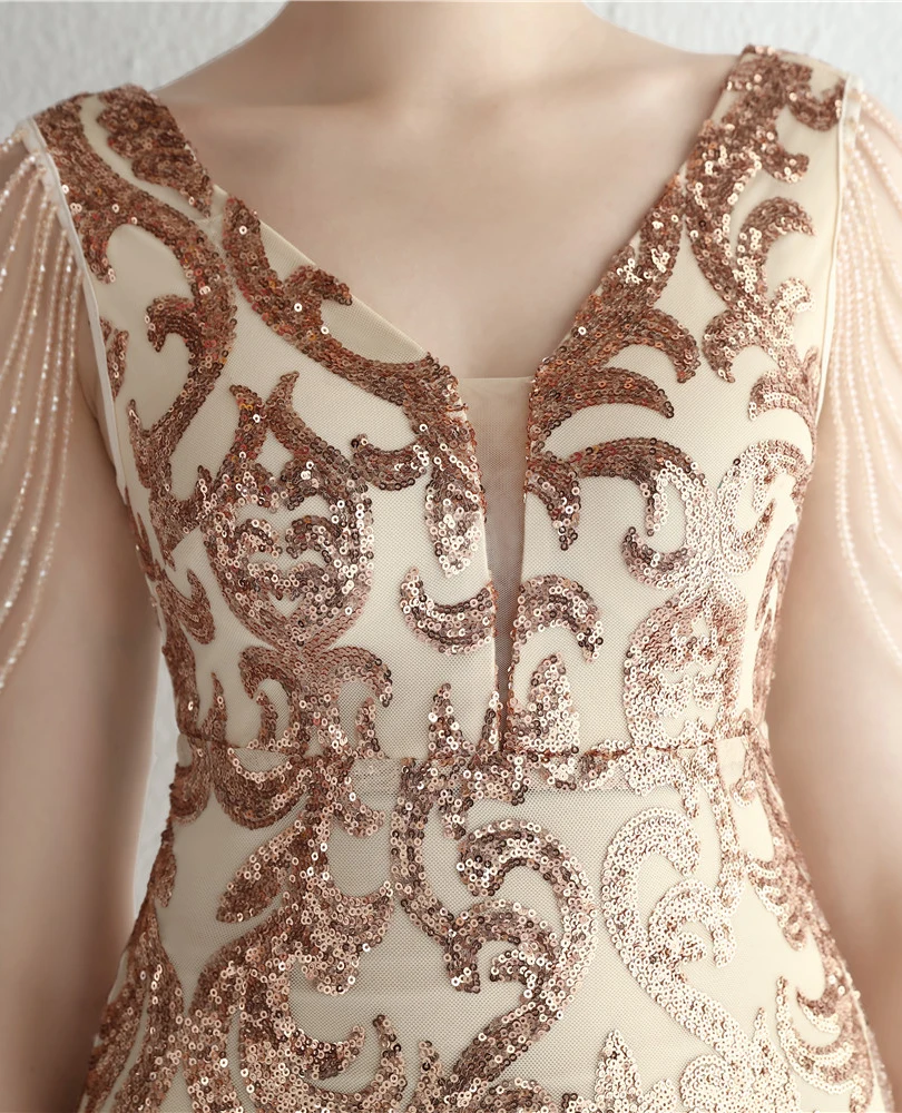 DEERVEADO-vestido de noche con lentejuelas de sirena para mujer, elegante vestido Formal elegante, cuentas de lujo, vestidos largos de fiesta de graduación