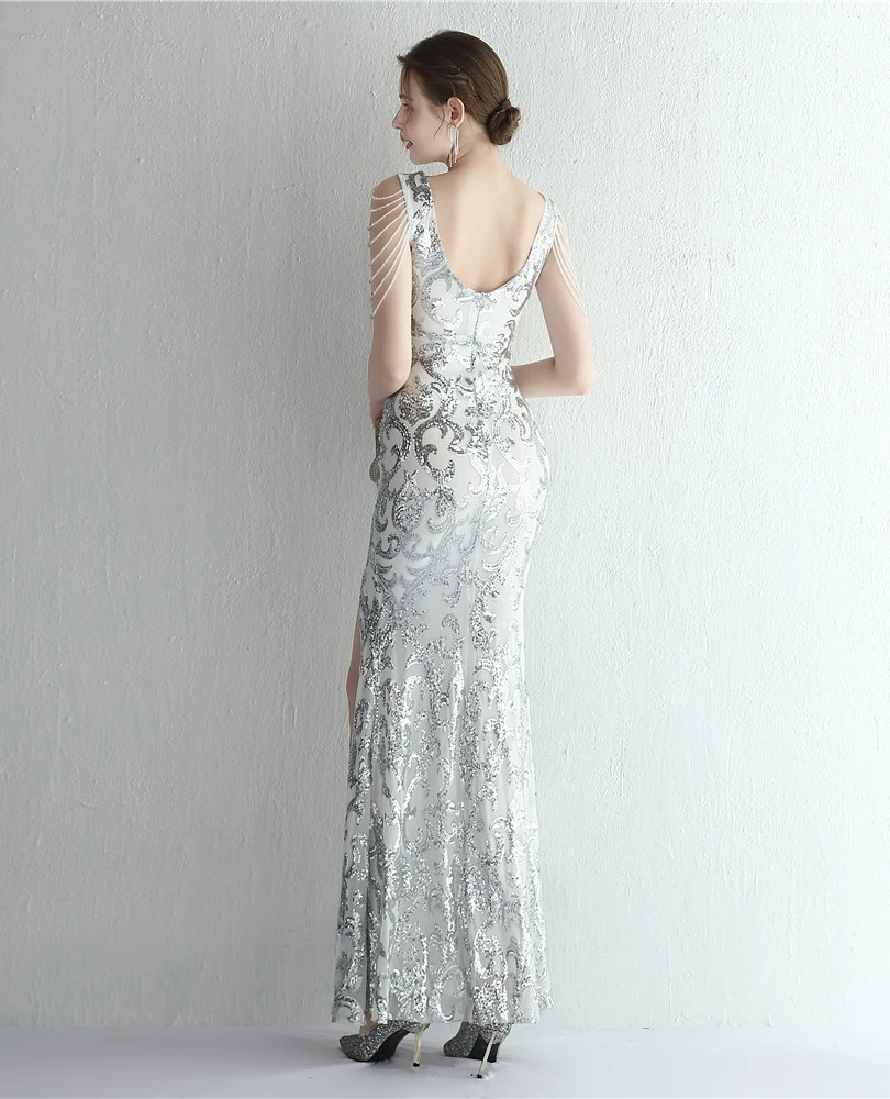 DEERVEADO-vestido de noche con lentejuelas de sirena para mujer, elegante vestido Formal elegante, cuentas de lujo, vestidos largos de fiesta de graduación