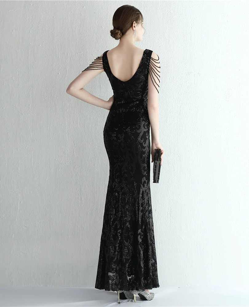 DEERVEADO-vestido de noche con lentejuelas de sirena para mujer, elegante vestido Formal elegante, cuentas de lujo, vestidos largos de fiesta de graduación