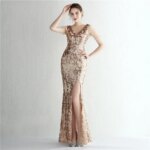 DEERVEADO-vestido de noche con lentejuelas de sirena para mujer, elegante vestido Formal elegante, cuentas de lujo, vestidos largos de fiesta de graduación - Imagen 5