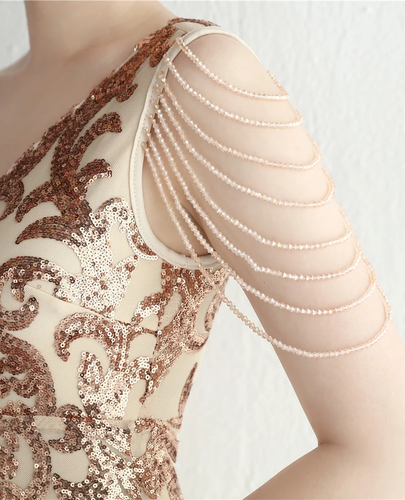 DEERVEADO-vestido de noche con lentejuelas de sirena para mujer, elegante vestido Formal elegante, cuentas de lujo, vestidos largos de fiesta de graduación