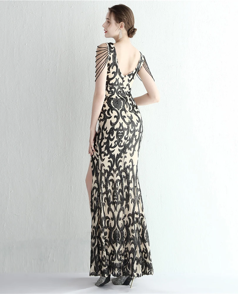 DEERVEADO-vestido de noche con lentejuelas de sirena para mujer, elegante vestido Formal elegante, cuentas de lujo, vestidos largos de fiesta de graduación