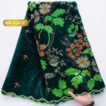 Tela de encaje de terciopelo con lentejuelas nigerianas SJD LACE, encaje de lentejuelas francesas Royle Blue de alta calidad, terciopelo africano para vestidos de mujer 5048 - Imagen 3