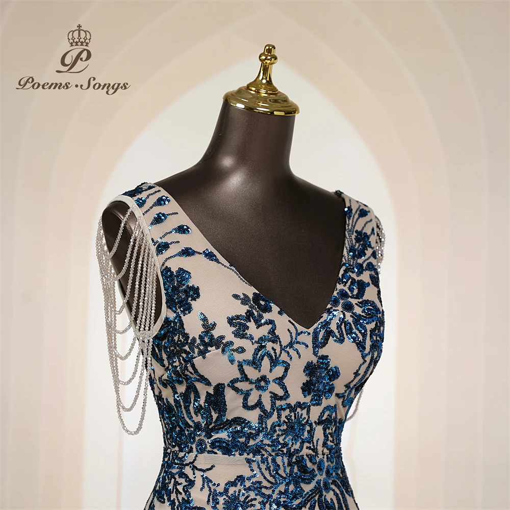 Vestidos de Noche Elegantes Personalizados con Mangas de Cuentas, Vestidos de Sirena para Mujer, Vestidos de Graduación, Vestido Largo, Vestido de Fiesta Formal, Vestidos de Noche