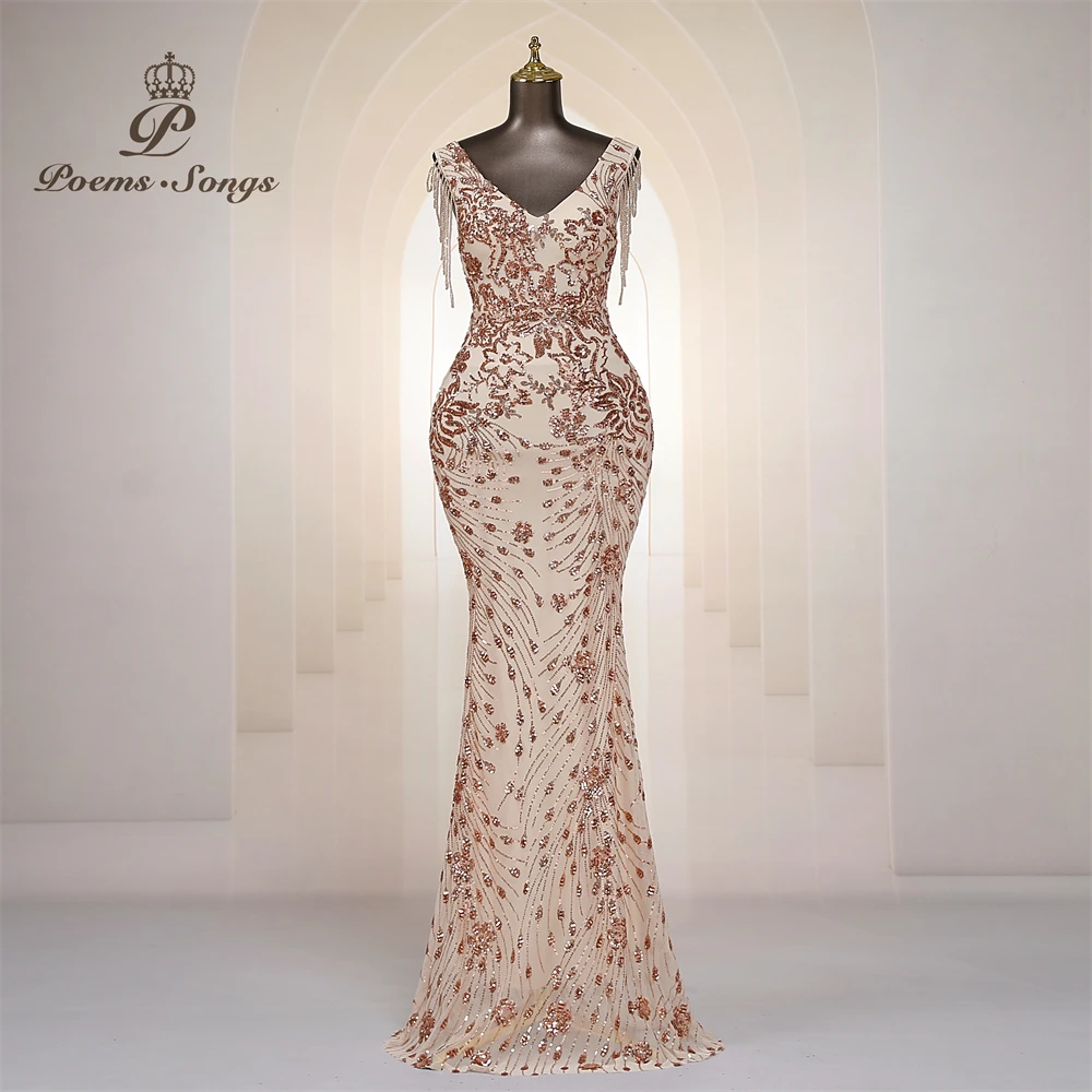 Vestidos de Noche Elegantes Personalizados con Mangas de Cuentas, Vestidos de Sirena para Mujer, Vestidos de Graduación, Vestido Largo, Vestido de Fiesta Formal, Vestidos de Noche