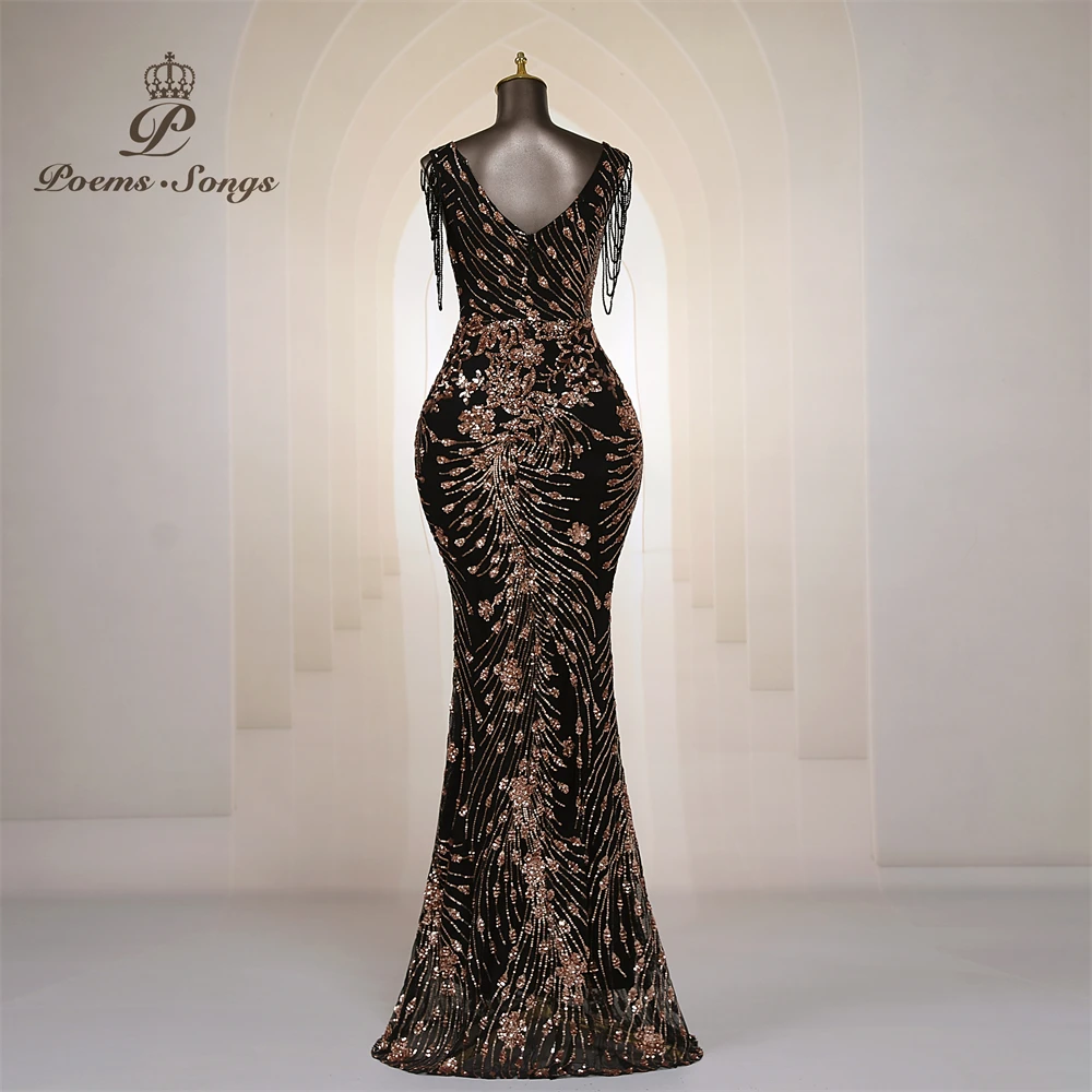 Vestidos de Noche Elegantes Personalizados con Mangas de Cuentas, Vestidos de Sirena para Mujer, Vestidos de Graduación, Vestido Largo, Vestido de Fiesta Formal, Vestidos de Noche