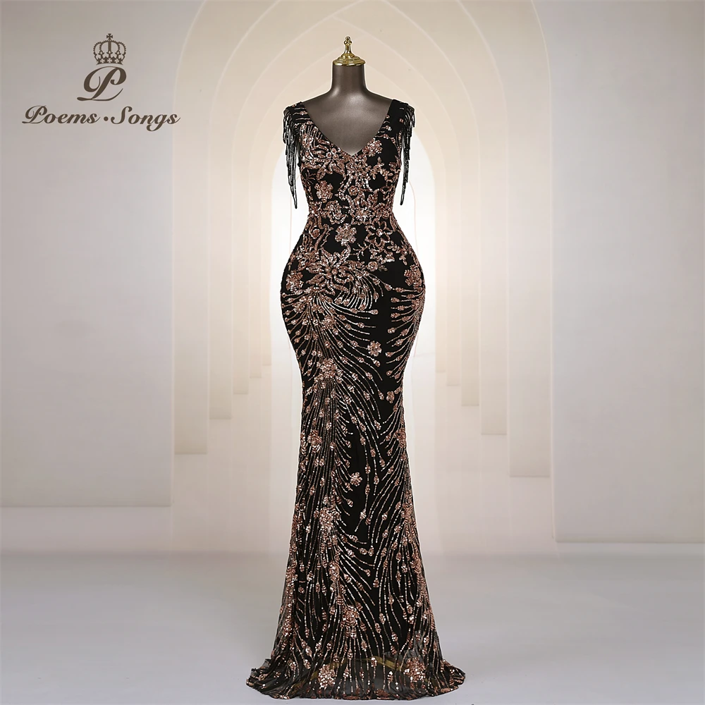 Vestidos de Noche Elegantes Personalizados con Mangas de Cuentas, Vestidos de Sirena para Mujer, Vestidos de Graduación, Vestido Largo, Vestido de Fiesta Formal, Vestidos de Noche