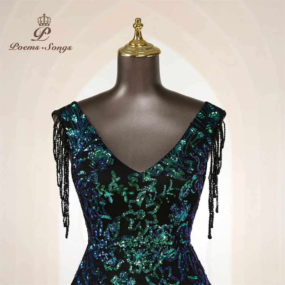 Vestidos de Noche Elegantes Personalizados con Mangas de Cuentas, Vestidos de Sirena para Mujer, Vestidos de Graduación, Vestido Largo, Vestido de Fiesta Formal, Vestidos de Noche