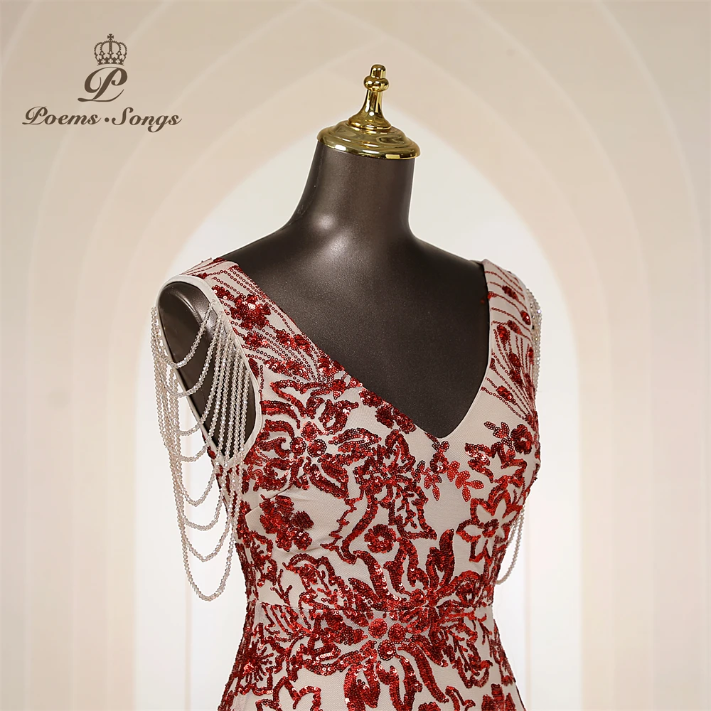 Vestidos de Noche Elegantes Personalizados con Mangas de Cuentas, Vestidos de Sirena para Mujer, Vestidos de Graduación, Vestido Largo, Vestido de Fiesta Formal, Vestidos de Noche