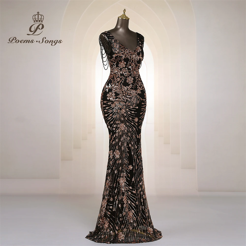 Vestidos de Noche Elegantes Personalizados con Mangas de Cuentas, Vestidos de Sirena para Mujer, Vestidos de Graduación, Vestido Largo, Vestido de Fiesta Formal, Vestidos de Noche