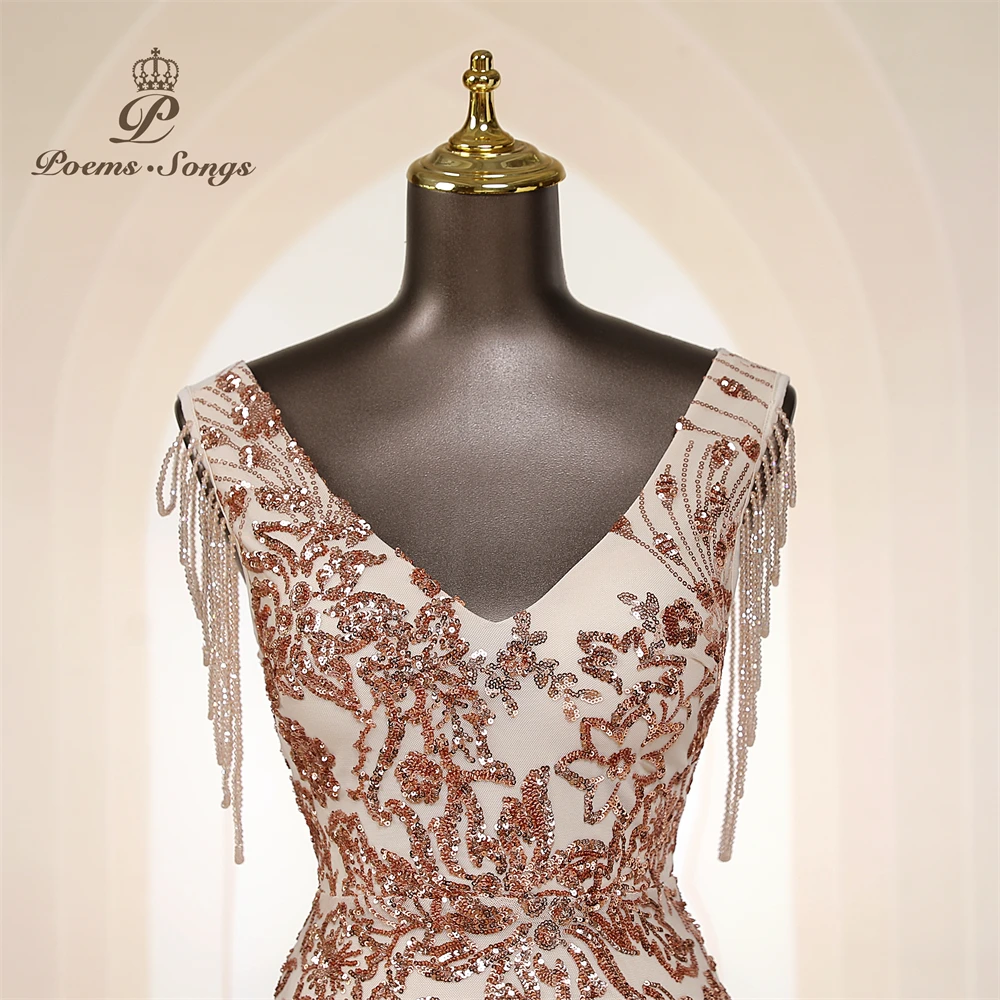 Vestidos de Noche Elegantes Personalizados con Mangas de Cuentas, Vestidos de Sirena para Mujer, Vestidos de Graduación, Vestido Largo, Vestido de Fiesta Formal, Vestidos de Noche
