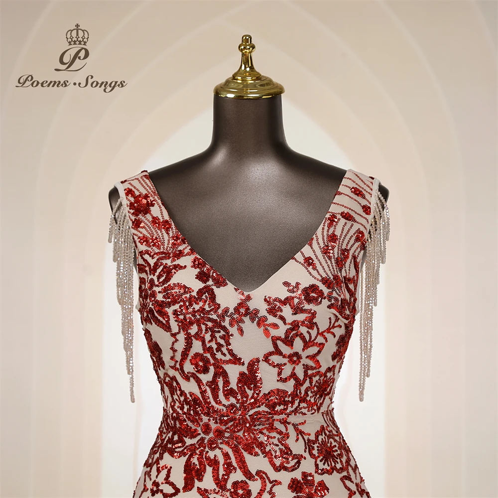 Vestidos de Noche Elegantes Personalizados con Mangas de Cuentas, Vestidos de Sirena para Mujer, Vestidos de Graduación, Vestido Largo, Vestido de Fiesta Formal, Vestidos de Noche
