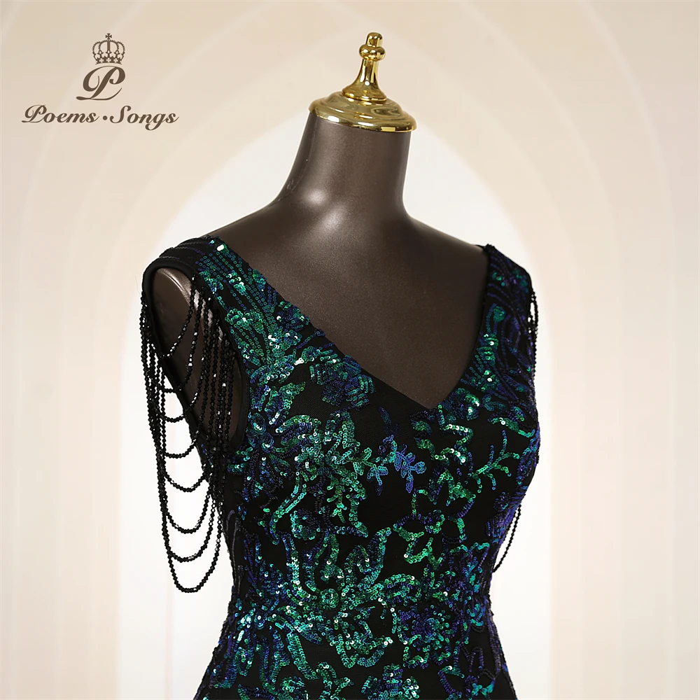 Vestidos de Noche Elegantes Personalizados con Mangas de Cuentas, Vestidos de Sirena para Mujer, Vestidos de Graduación, Vestido Largo, Vestido de Fiesta Formal, Vestidos de Noche