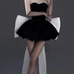 Elegante Vestido Negro de Fiesta de Cumpleaños para Adultos, Vestido de Princesa de Alta Gama, Sexy, sin Tirantes, Falda Cort...