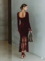 Vestido con encaje y de manga larga - Imagen 3