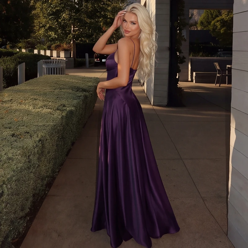 Vestido largo de corte ajustado con cuello en V, elegante y sencillo, de la marca Hugcitar, ideal para mujeres, con cremallera, perfecto para fiestas, eventos de noche, cumpleaños o como vestido de verano.