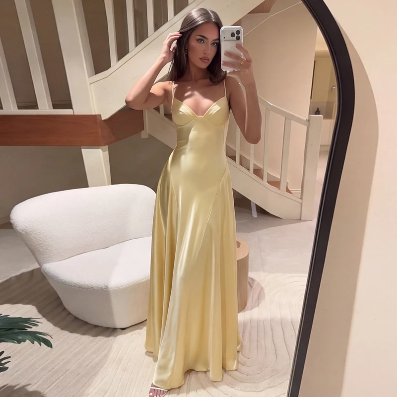 Vestido largo de corte ajustado con cuello en V, elegante y sencillo, de la marca Hugcitar, ideal para mujeres, con cremallera, perfecto para fiestas, eventos de noche, cumpleaños o como vestido de verano.