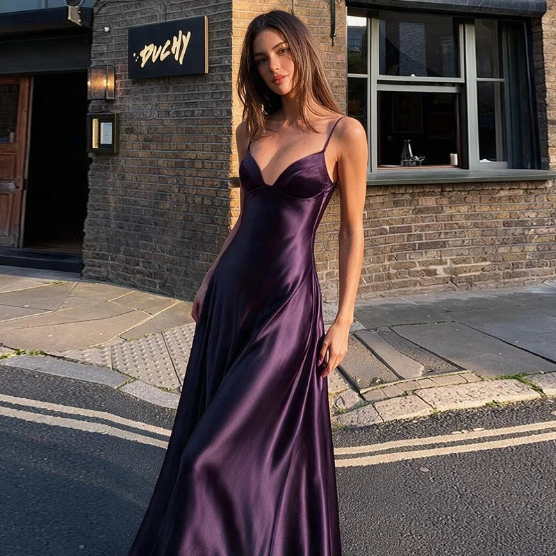 Vestido largo de corte ajustado con cuello en V, elegante y sencillo, de la marca Hugcitar, ideal para mujeres, con cremallera, perfecto para fiestas, eventos de noche, cumpleaños o como vestido de verano.