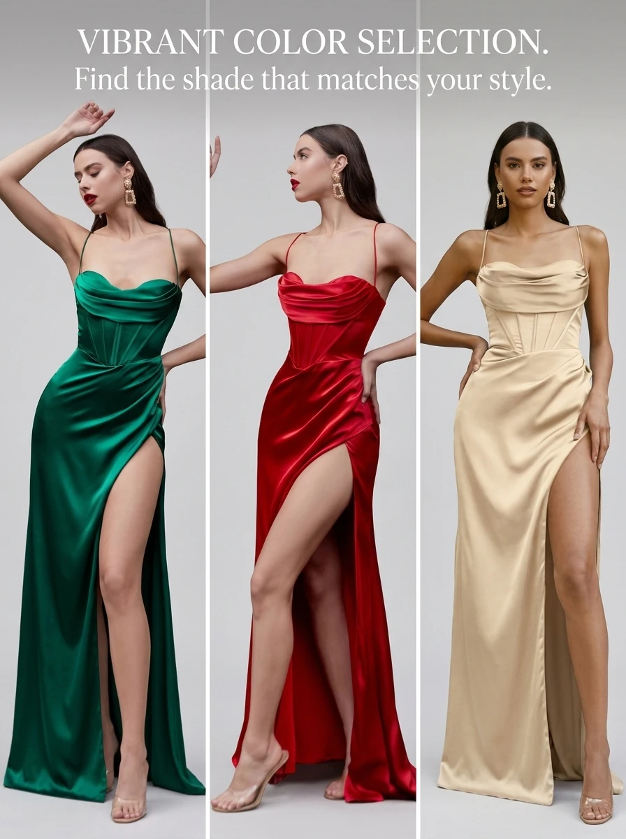 Vestido para mujer con acabado satinado y tirantes finos