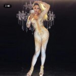 Mono Sexy de Manga Larga para Mujer, Disfraz de Cosplay para Fiestas y Vacaciones, Atuendo de Bailarina de Club Nocturno y Ropa de Escenario con Diamantes Brillantes para Carnaval - Imagen 2