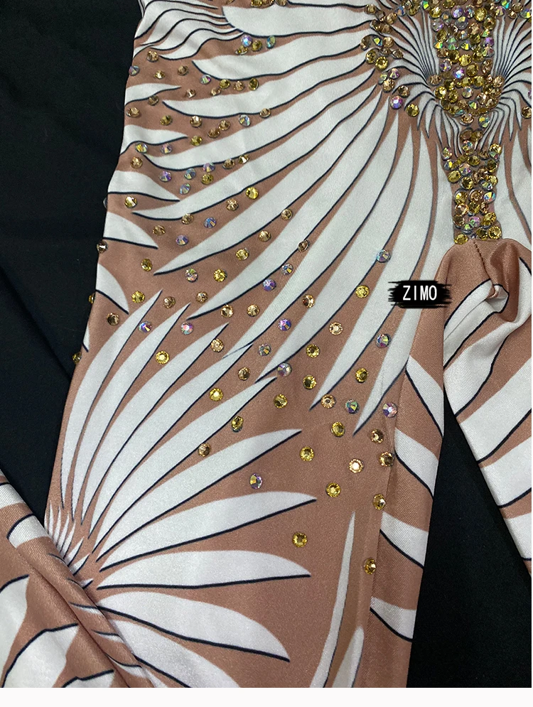 Mono Sexy de Manga Larga para Mujer, Disfraz de Cosplay para Fiestas y Vacaciones, Atuendo de Bailarina de Club Nocturno y Ropa de Escenario con Diamantes Brillantes para Carnaval