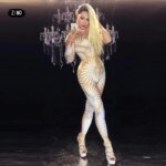 Mono Sexy de Manga Larga para Mujer, Disfraz de Cosplay para Fiestas y Vacaciones, Atuendo de Bailarina de Club Nocturno y Ropa de Escenario con Diamantes Brillantes para Carnaval