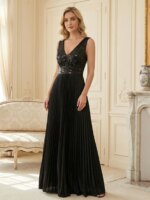 Vestidos de Noche Negros de Lentejuelas con Escote Profundo en V, Elegantes y Sensuales para Mujer, Vestido Largo de Cóctel para Fiesta de Graduación o Boda - Imagen 5
