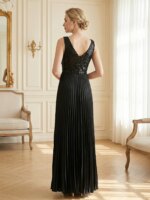 Vestidos de Noche Negros de Lentejuelas con Escote Profundo en V, Elegantes y Sensuales para Mujer, Vestido Largo de Cóctel para Fiesta de Graduación o Boda - Imagen 3