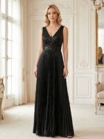 Vestidos de Noche Negros de Lentejuelas con Escote Profundo en V, Elegantes y Sensuales para Mujer, Vestido Largo de Cóctel para Fiesta de Graduación o Boda