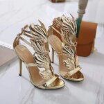 EOFK, sandalias de gladiador para mujer, alas con lazo, tacones finos, correa con hebilla, sandalias de comercio exterior de estilo romano para mujer, tacones altos grandes 42 - Imagen 4