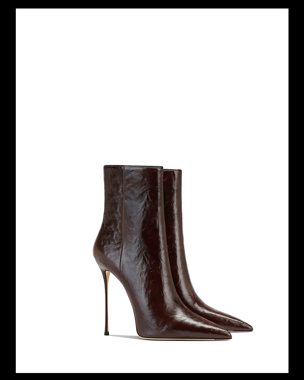 Botines Cortos de Tacón Alto con Punta en Pico Color Marrón, Botas de Moda Versátiles para Mujer, Otoño Invierno, Nueva Llega...