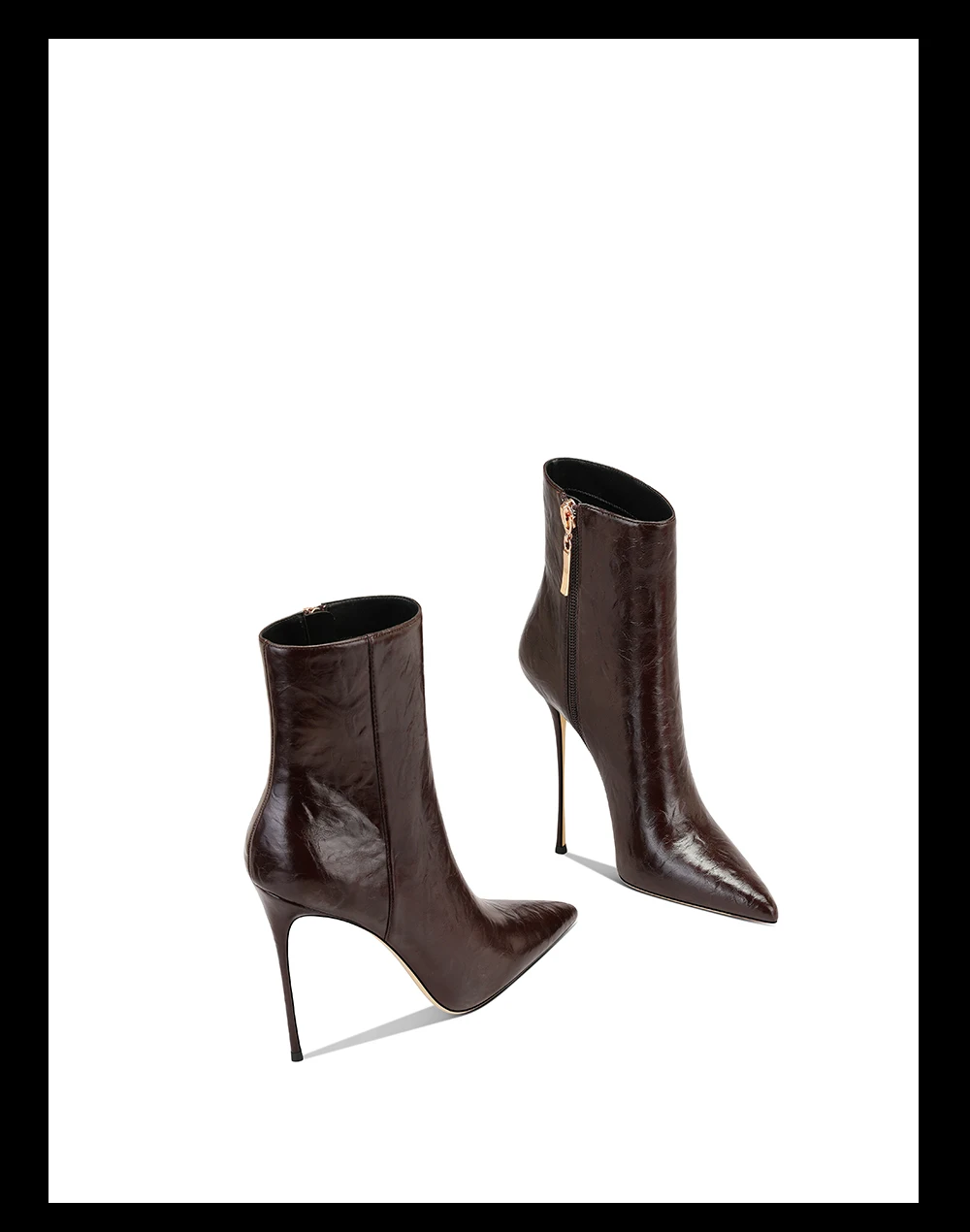 Botines Cortos de Tacón Alto con Punta en Pico Color Marrón, Botas de Moda Versátiles para Mujer, Otoño Invierno, Nueva Llega...