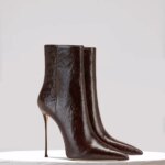 Botines Cortos de Tacón Alto con Punta en Pico Color Marrón, Botas de Moda Versátiles para Mujer, Otoño Invierno, Nueva Llega...