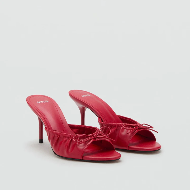 Sandalias de mujer Mango 2025: Novedad de otoño, casuales, de tacón fino, versátiles, con punta abierta, lazo de mariposa, pa...